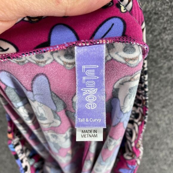 LulaRoe Activewear Leggings Women M Medium Purple Minnie Mouse Print Capri - Picture 8 of 10